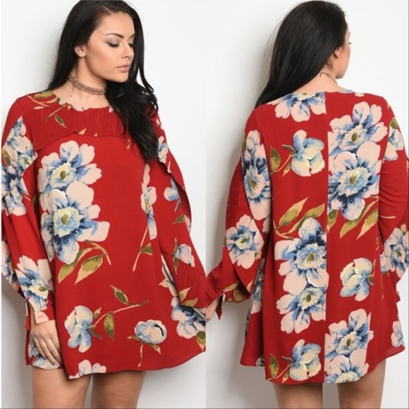 PLUS SIZE FLORAL DRESS
